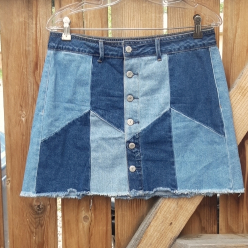 American eagle button down jean mini skirt sz 10